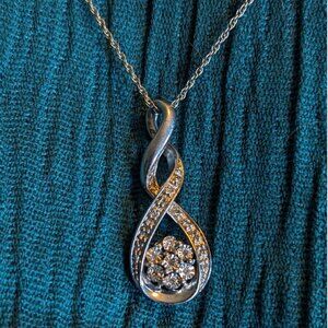 Sterling Silver Kay Jewelers Diamond Infinity Ribbon Knot Pendant Necklace 925